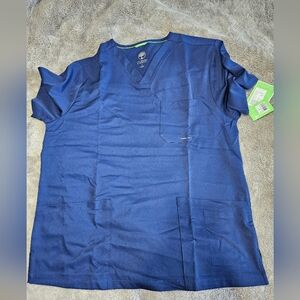 Mens Navy Scrub Top with Pockets